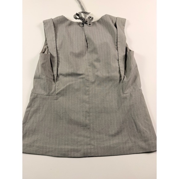 Banana Republic Womens Grey Pinstripe Sleeveless Tie Neck Keyhole Work Top Small - Picture 3 of 11